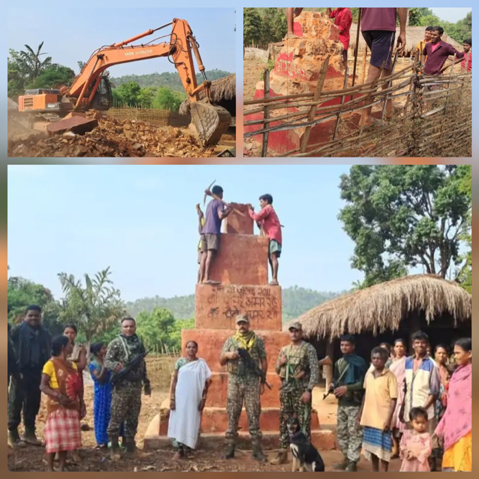 सुरक्षाबलों ने अबूझमाड़ में दो नक्सली स्मारक किय ध्वस्त
